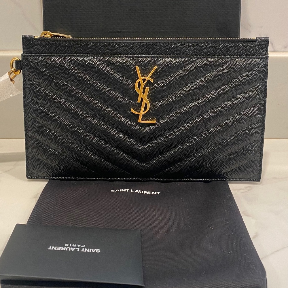 New YSL pouch monogramme Grain de Poudre tech Cluch Brand New with Box and Pouch